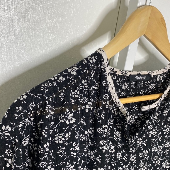 ⚡️$10⚡️Madewell | Black/White Branch Floral Mix Meadow Cotton Blouse Sz Small - Picture 6 of 14